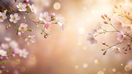 Soft Cherry Blossom Branches with Gentle Bokeh, Elegant Spring Background