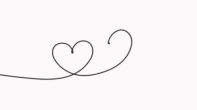 Hearts couple continuous one line drawing video. Love doodle symbol.