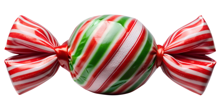 PNG red and green striped Christmas candy transparent