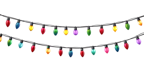 PNG colorful Christmas string lights transparent