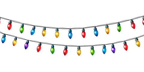 PNG festive Christmas lights string in multicolor transparent
