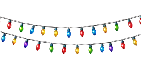 PNG festive Christmas lights string in multicolor transparent