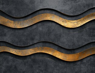 Fototapeta premium abstract wavy gold and black background