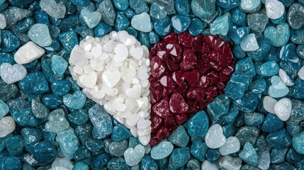 Obraz premium heart-shaped gemstones on blue stones