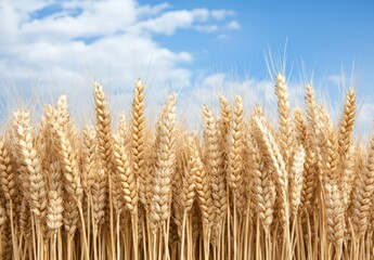 Fototapeta premium golden wheat field under blue sky