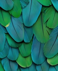 Obraz premium Vibrant green and blue feather pattern
