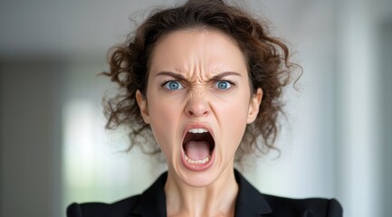 angry woman shouting in frustration