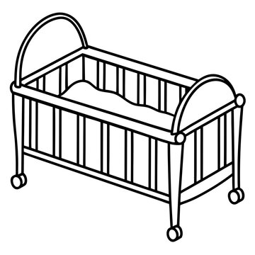 recommend clip art: Baby bed line art vector illustration