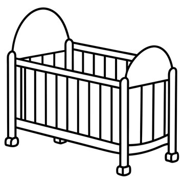 recommend clip art: Baby bed line art vector illustration