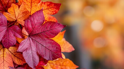 Obraz premium Fall botany leaves in the Autumn season. Outdoor foliage with copy space