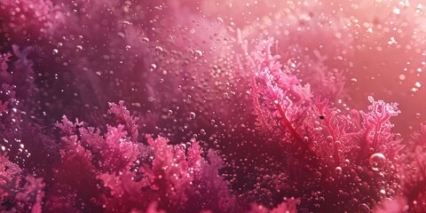 Obraz premium red-violet moss-like underwater structures of a dynamic chemical process in which oils playfully interact, 