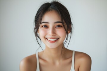 Beautiful young Asian woman smiling and happy created with Generative AI