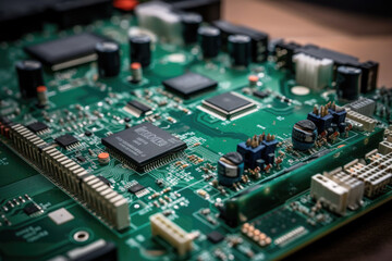 Obraz premium generated illustration of electronic circuit board, computer hardware, motherboard