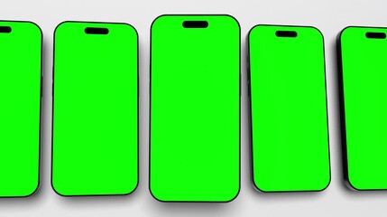 Animated smartphone composition with bluescreens for mockups with with backdrop.