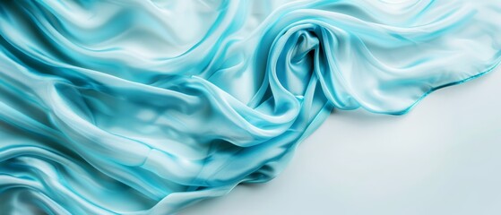 Fototapeta premium A tight shot of blue-and-white fabric, displaying a wavy pattern at its lower edge and upper edge