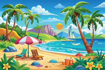 Summer background with beach view