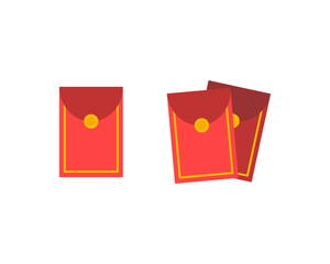 Set of Chinese red pocket. Holiday celebration concept. Flat vector design isolated illustration.