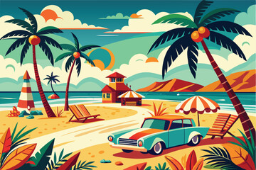 Summer background with beach view