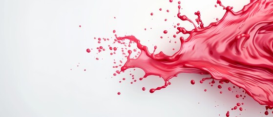  A red liquid splashes onto a white surface, its drops forming atop and cascading down