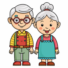 Grandparents for happy Grandparents Day art vector illustration
