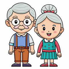 Grandparents for happy Grandparents Day art vector illustration