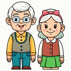 Grandparents for happy Grandparents Day art vector illustration