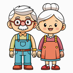 Grandparents for happy Grandparents Day art vector illustration