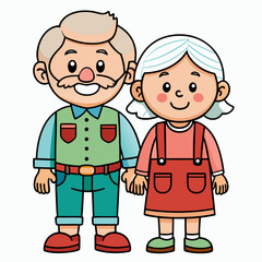 Grandparents for happy Grandparents Day art vector illustration