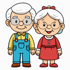 Grandparents for happy Grandparents Day art vector illustration