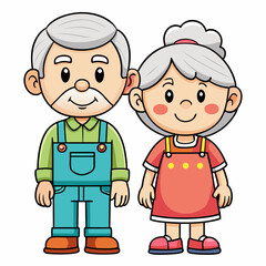 Grandparents for happy Grandparents Day art vector illustration