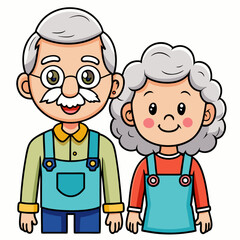 Grandparents for happy Grandparents Day art vector illustration