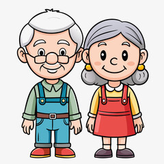 Grandparents for happy Grandparents Day art vector illustration