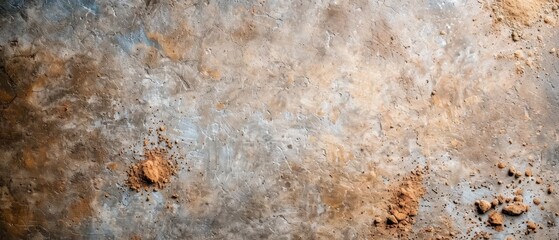  A tight shot of a dirty concrete wall, with grime at the base and a minor patch of dirt at its lowest point