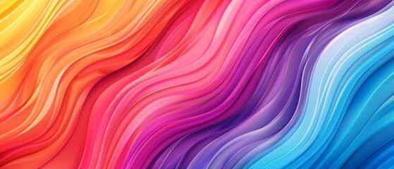 Obraz premium A background with wavy lines forming a wave shape, colored in shades of blue, red, yellow, pink, purple, and orange
