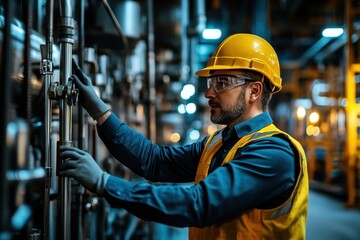 Experienced Safety Adviser Ensuring Workplace Safety on Construction Site - Close-Up Inspection in Industrial Setting Silhouette