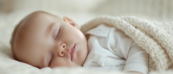  A tight shot of an infant resting on a mattress, a blanket covering its head instead