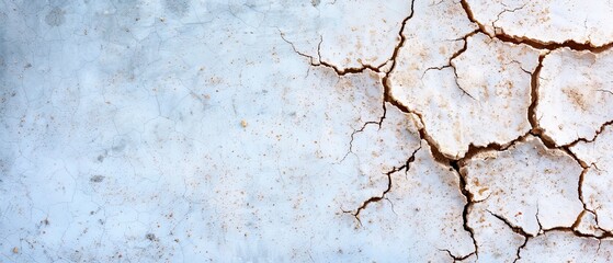 Obraz premium Close-up of a cracked earth ground with dirt on top against a backdrop of blue sky