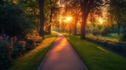 Obraz premium Sunset Path in the Park