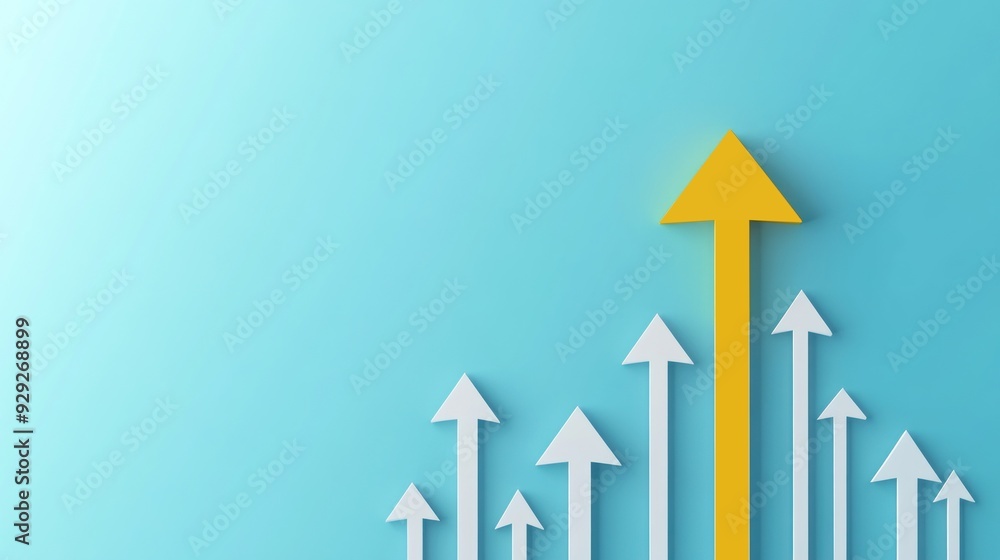 Poster arrows representing growth and progress in business - conceptual design in minimalist style