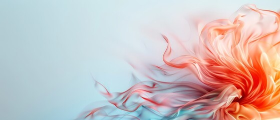 Obraz premium A digitally rendered flower image on a blue and white backdrop, featuring a red and orange bloom at its center