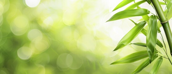 Obraz premium A tight shot of a bamboo plant against a backdrop of blurred leaves