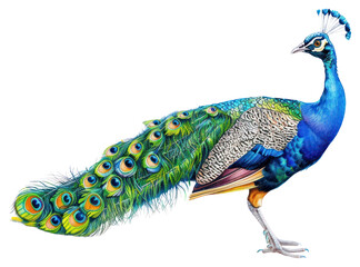Obraz premium PNG Colorful peacock with detailed feathers