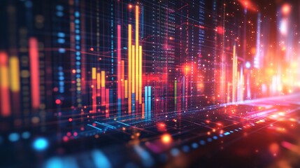 Obraz premium Data Exchange Business Graph on Digital Background with Copy Space