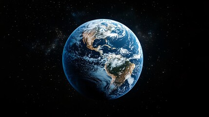 Naklejka premium Majestic Earth Globe: Detailed Satellite View with Copy Space in Vast Universe