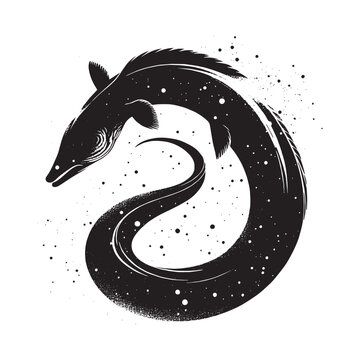 recommend clip art: silhouette of Eel filled with space and sci-fi element in rough drawing