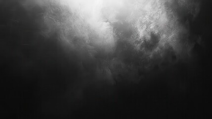 A monochromatic abstract representation of clouds and light, evoking a sense of mystery.