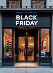 Obraz premium a store front with a sign that says black friday