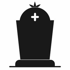 Obraz premium Tombstone front facing silhouette line art vector illustration