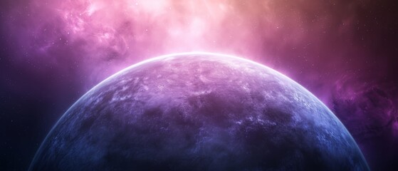 Obraz premium A planet in the foreground, star field in the mid-background