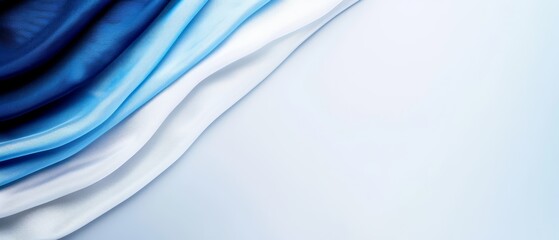  A crisp close-up of a blue-and-white background with a softly blurred fabric top portion